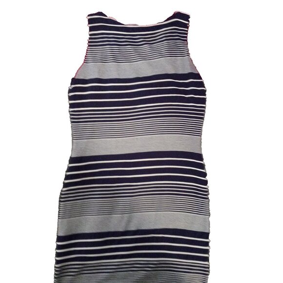 Womens Dalia classic navy blue and white striped lined sheath dress size medium - Picture 2 of 2